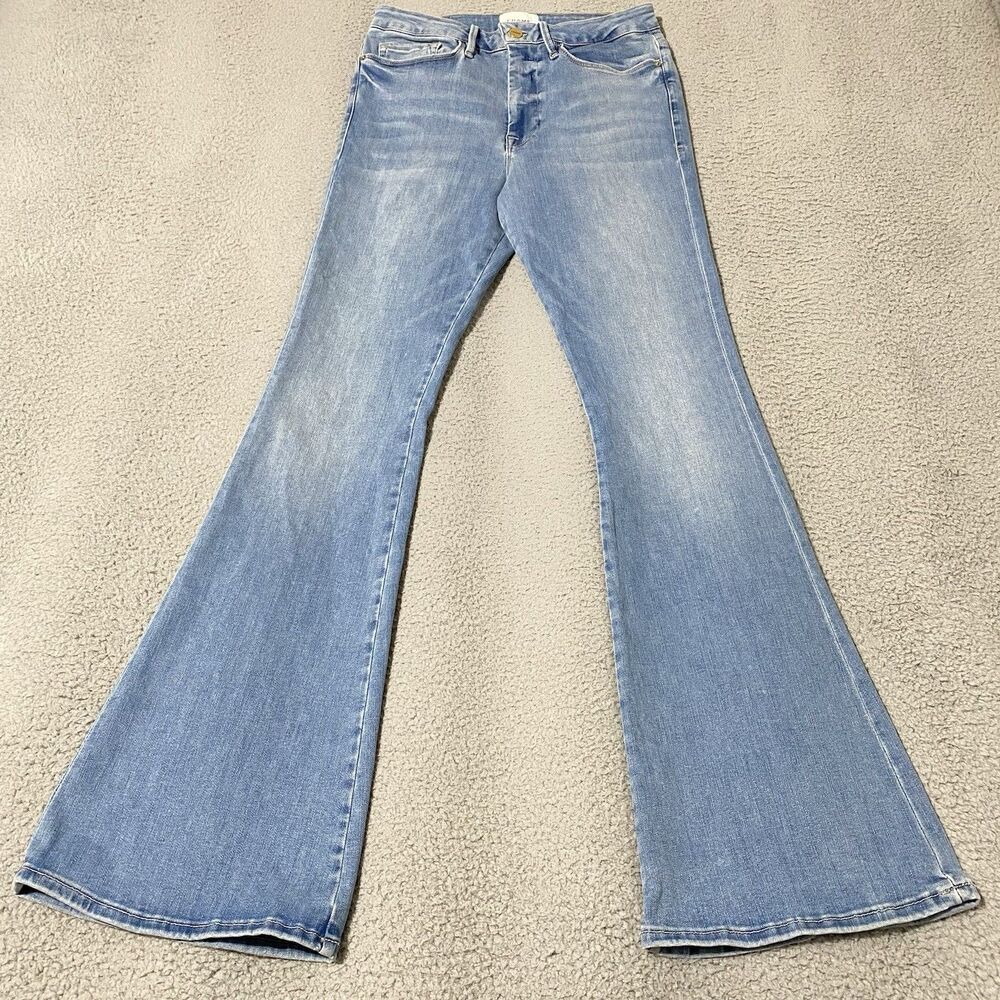 Frame Le One Flare Jeans Womens 2 (28x34)  Blue Light High Rise Bootcut Boho Y2K